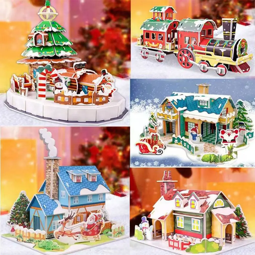 

Creative Manual Assembly Christmas 3D Puzzle Model House Paper Education Toys Educational Handmade Christmas Gift