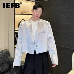 IEFB Bright Surface New Fashion New Short Blazer Korean Style Trendy Single Button Design Temperament Suit Jacket 9C7341