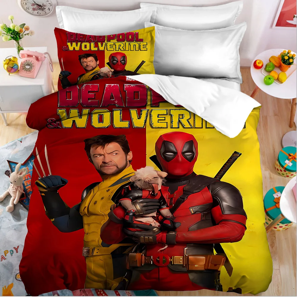 Deadpool Wolverine Set biancheria da letto copripiumino 2 pezzi Set copripiumino con federa letto singolo Soft Room Decor Trendy Home Textile