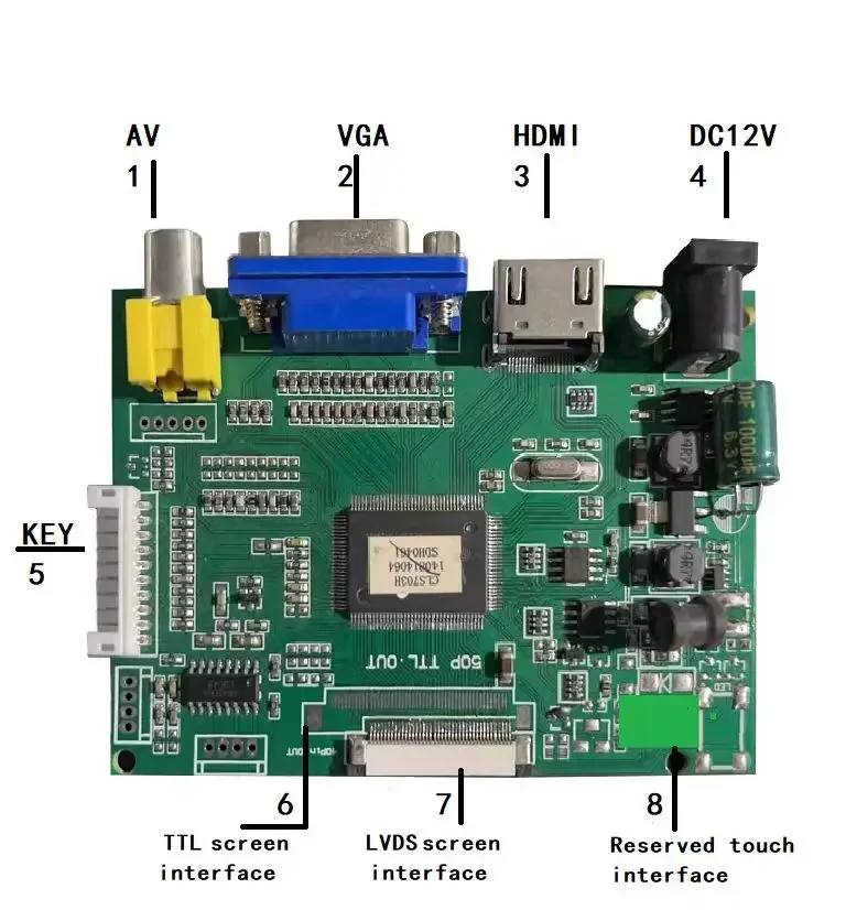 HD-MI board Interface HD MI VGA AV support TTL LVDS display with touch screen