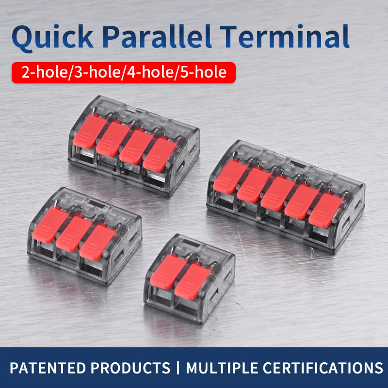 CMK63 50Pcs Lever Wire Quick Connectors 2-5 Ports Clamp Electrical Cable Home Assortment Terminal Block 0.08-4mm 32A