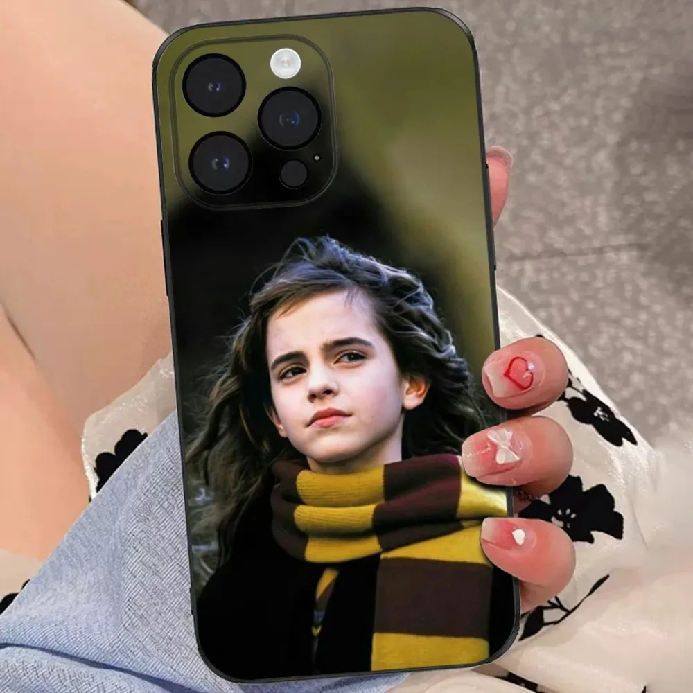 H-Hermione Emma Watson Cute Phone Case For iPhone 15,14,13,12,11 Plus,Pro,Max,XR,XS,X,7,8 Plus,SE,Mini Soft Black Cover