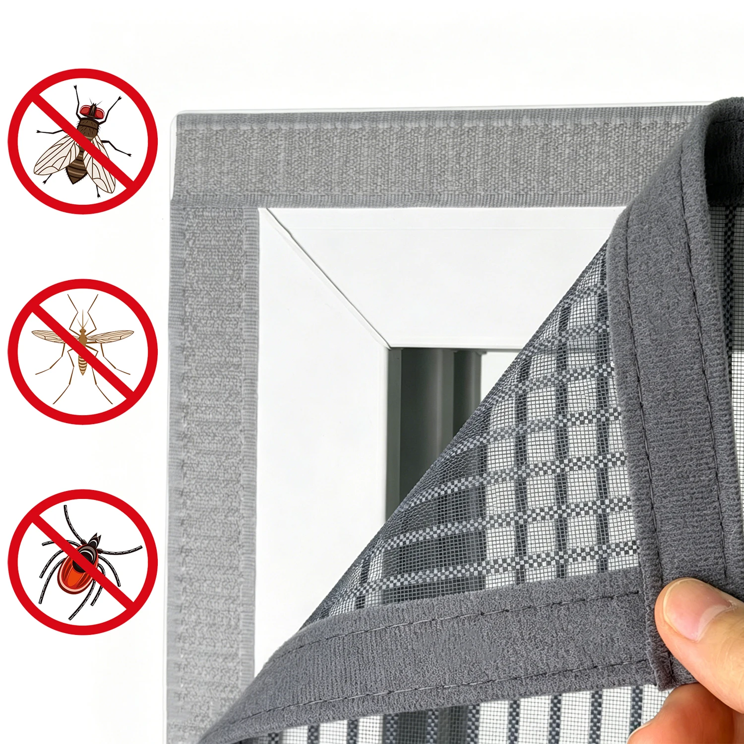 Window Screens, Mosquito Nets, Self-Adhesive Mosquito Screens, Household Screens, Portable Screens Without Punching Holes, Gray