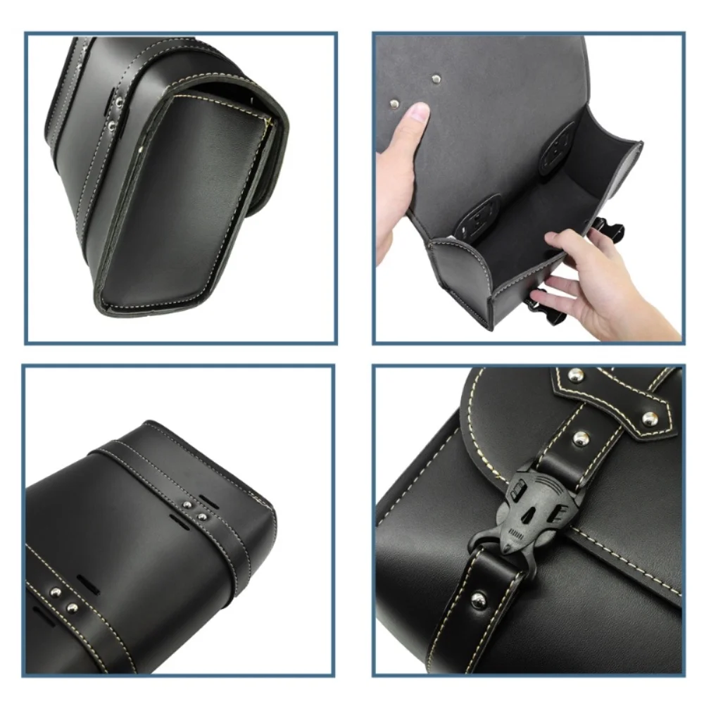 1PC Universal Motorcycle Saddlebag with Lock Side PU Leather Luggage Storage Forks Tool Bags for Most  E-bike Motorcycle Riding