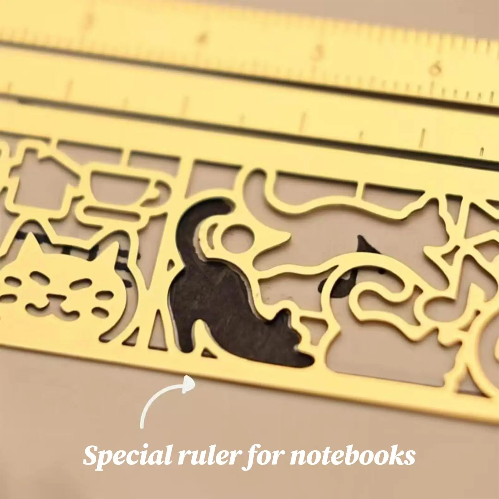 Unique Cat Ruler Hollow Metal Bookmark Ruler Multifunctional Ruler for Painting Drawing Diary Hand Account Tool Cute Gift