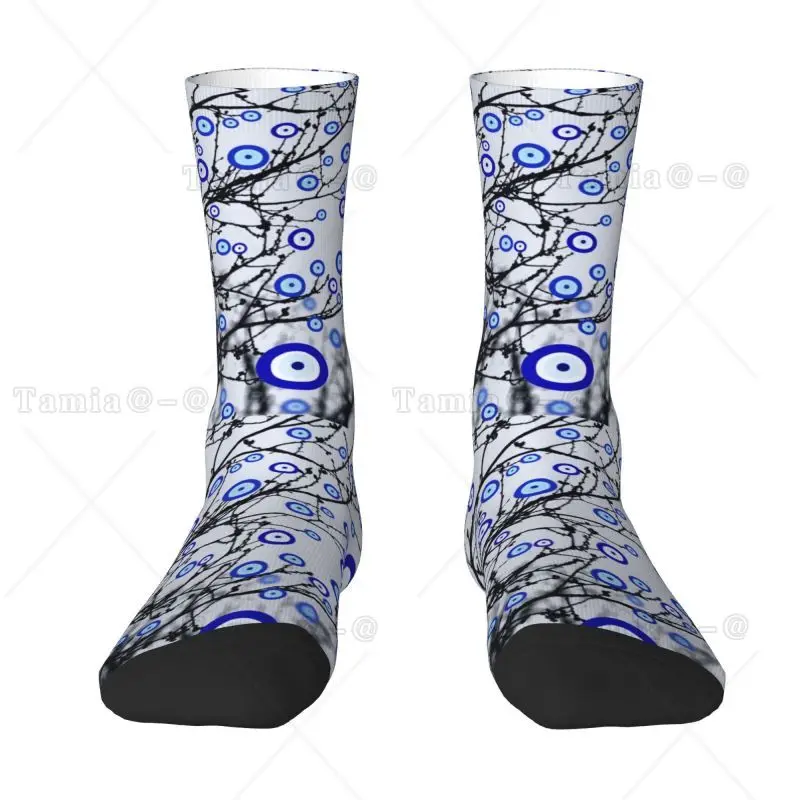 Cool Men's Turkish Evil Eye Tree Dress Socks Unisex Comfortable Warm 3D Print Mediterranean Amulet Crew Socks
