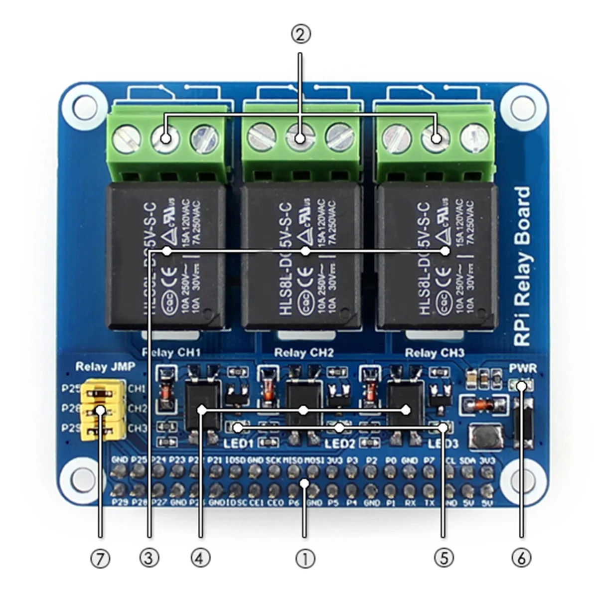 Papan ekstensi Relay 3 saluran, untuk Raspberry Pi 5/4B dengan isolasi Optocoupler untuk Raspberry Pi 5 4B 3B + 3B Zero 2W