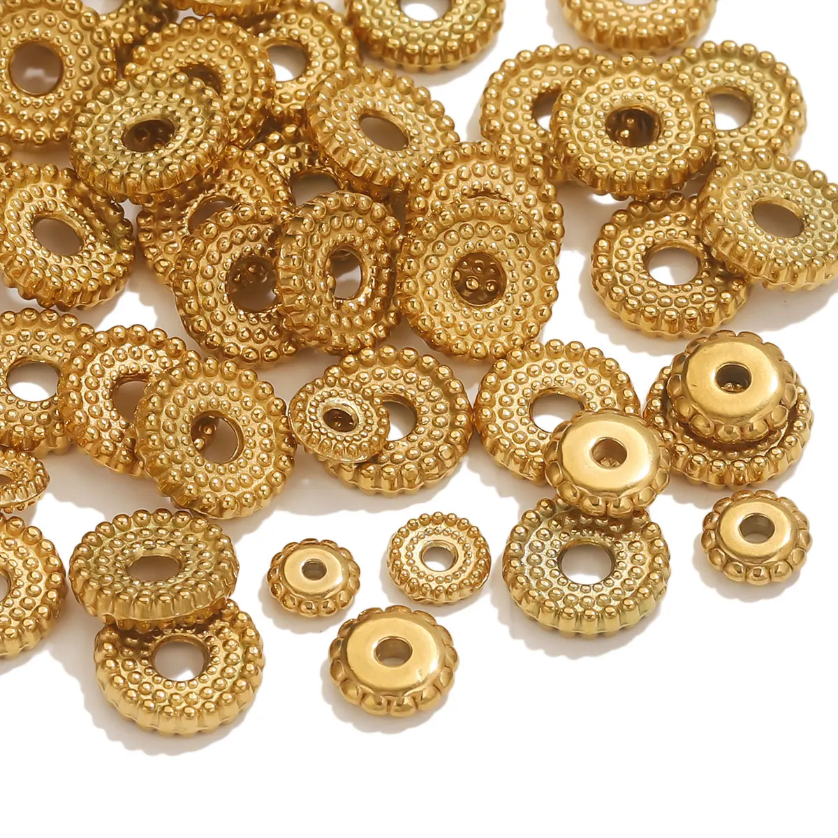 

20Pcs 6 810mm Stainless Steel Floral Spacer Beads PVD Gold Plated Wholesale Material for DIY Women's Jewelry Bracelet Necklaces