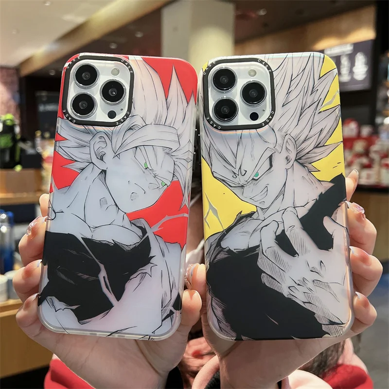 Bandai Laser Bling Anime Dragon Ball Cases for iphone 11 12 13 14 15 16 pro max 14pro Goku Vegeta Saiyan Phonecase Funda