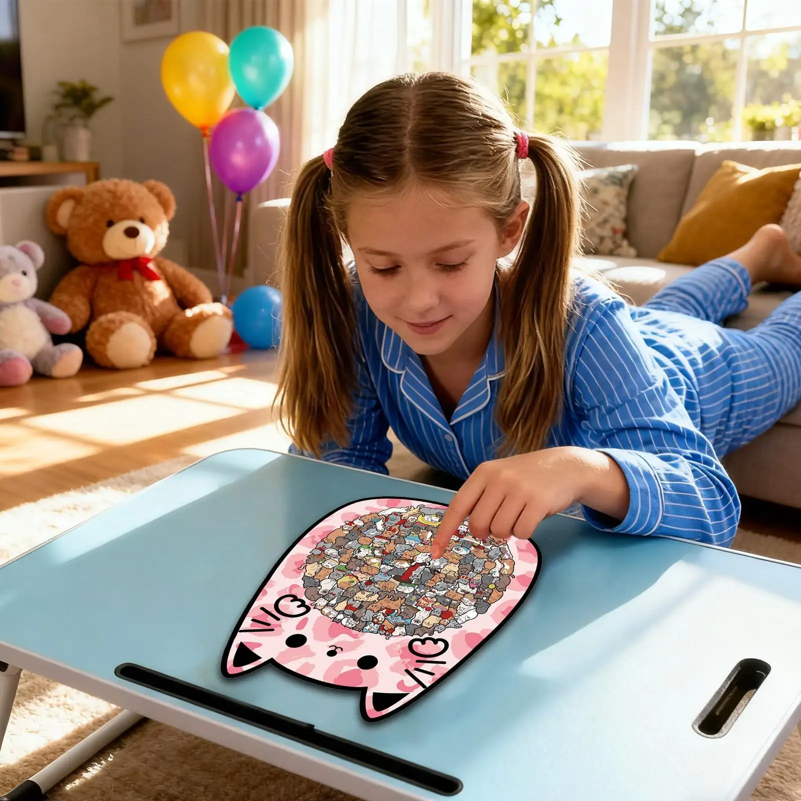 Wooden Cat Puzzle Cat Shaped Cute Early Education Toys Wooden Animal Puzzles For Women Kids Children Son Daughter Teens