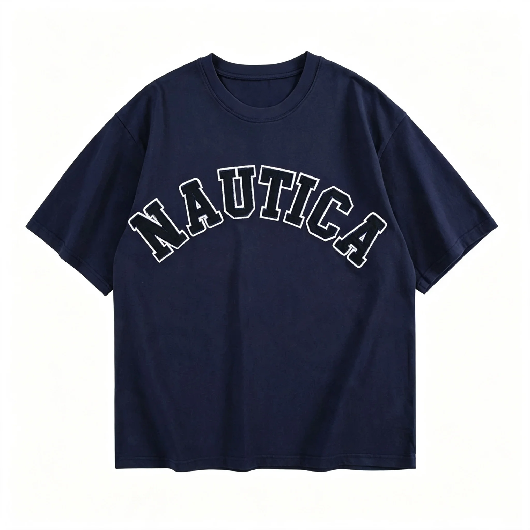 NAUTICA Arch 3D Print Men's Short-sleeve T-shirt, Crew Neck Casual T-shirt, Outdoor Streetwear, Vintage Men's Basic Top