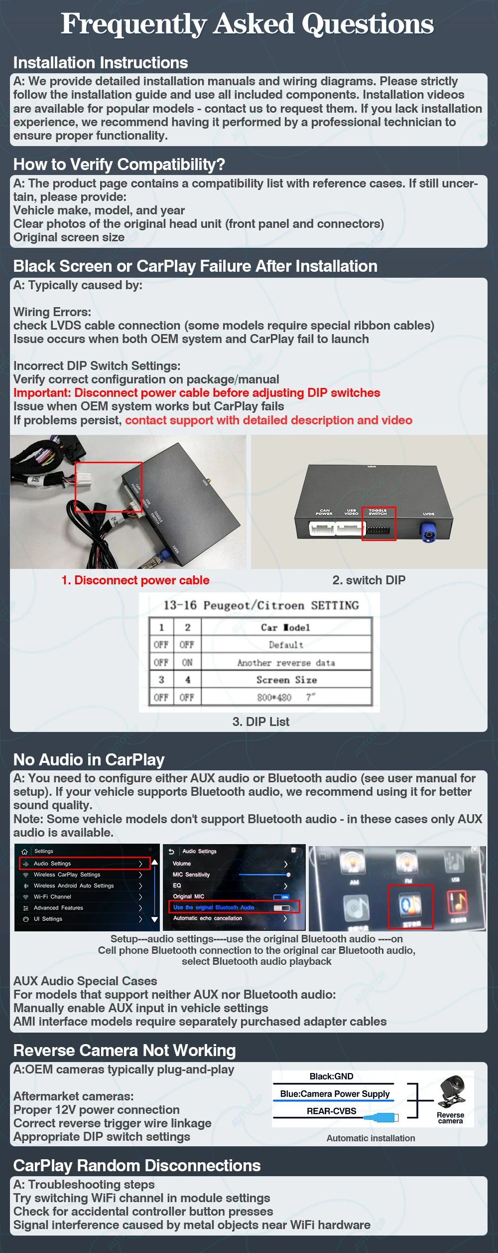 AUTOTOP Drahtlose CarPlay Android Auto Interface für Peugeot Citroen DS SMEG MRN 208 508 3008 5008 C4 C5 C8 DS3 DS4 DS5 Airplay – Detail 15