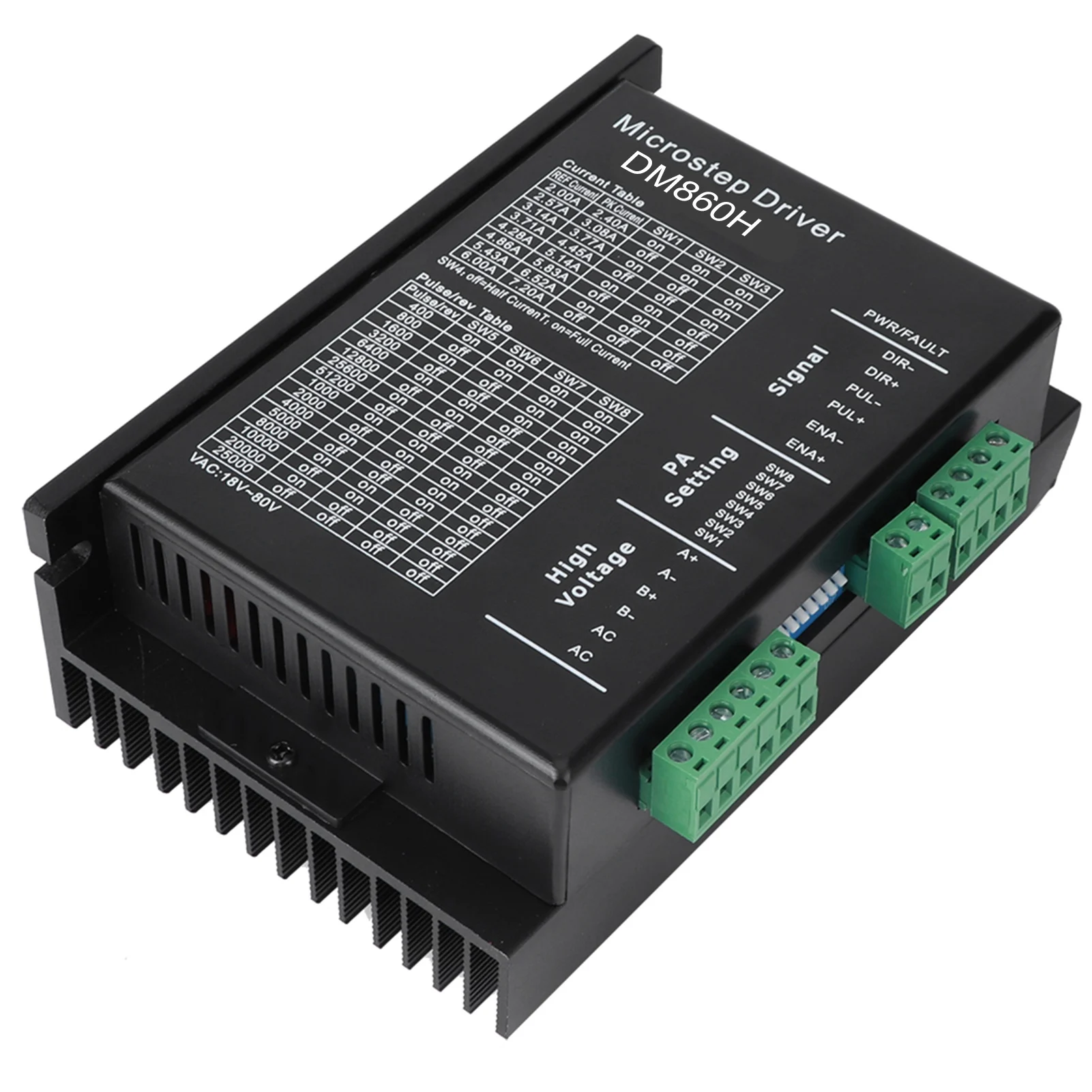 

18-80VAC Stepper Motor Driver Stepper Motor Driver CNC Digital 32 Bit Ultra Low Noise DM860H 2.4‑7.2A 18‑80VAC