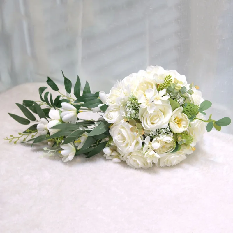 Bouquets de Mariage pour Demoiselle d'Honneur, avec Charnière en Cascade, pour Cérémonie de Mariage, Décor de la Journée de Léon, pour la Douche des Patients