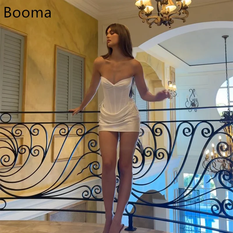 

Booma Mermaid Mini Simple Strapless Corset Elegant Wedding Dresses Sleeveless Pleat Brides Gown Custom Made 2025