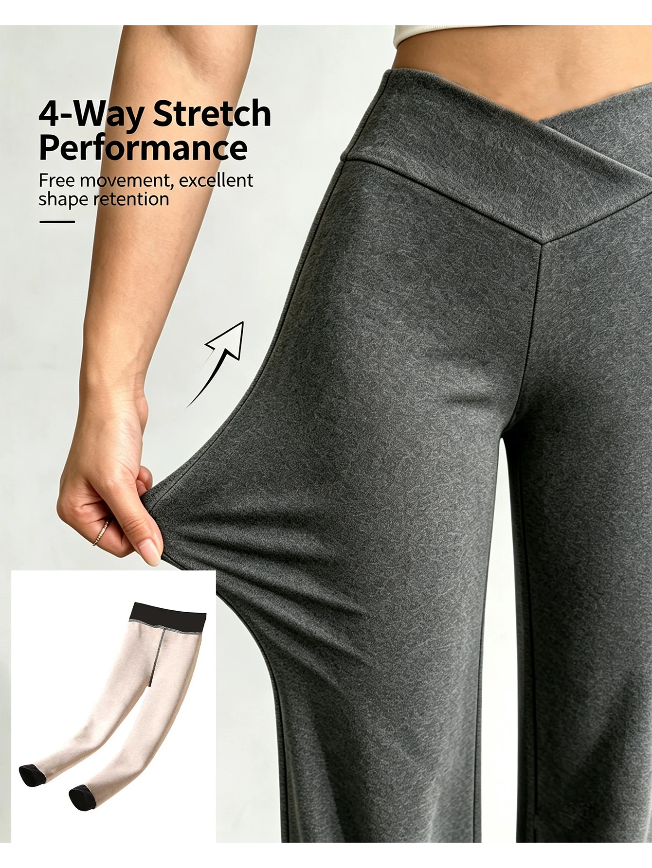 Damen Winterhose aus DeRong-Material, leicht ausgestellt, tailliert, poformend, wärmend, temperaturisolierend – Detail 7