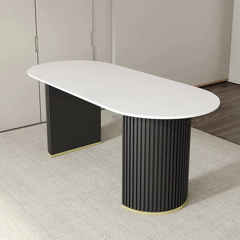 Nordic Slate Dining Tables for Home Furniture Ellipse Dining Tables Cream Style Household Light Luxury Restaurant Upscale Tables