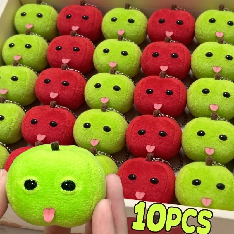 1/10 piezas Colgante de peluche de manzana abstracta con lengua fuera, Llavero de manzana divertido, Regalo creativo, Accesorio para mochila y bolso, para parejas y amigos