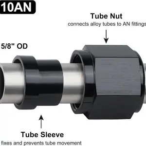 AN4 AN6 Schlauchzubehör gerade 0 Grad An4 1/4 AN6 3/8 AN8 1/2 AN10 5/8 AN12 3/4 Aluminiumadapter Schwarz anlokiertes Zubehör 8 Hauptverkaufsverbindung 12an - №2