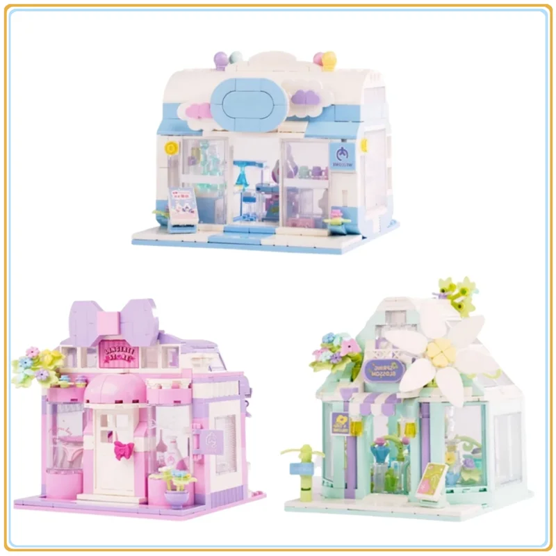 Flower House Building Blocks Spring Flower Language Assembly Educational Toy Store Street View Model Ornaments Birthday Gift