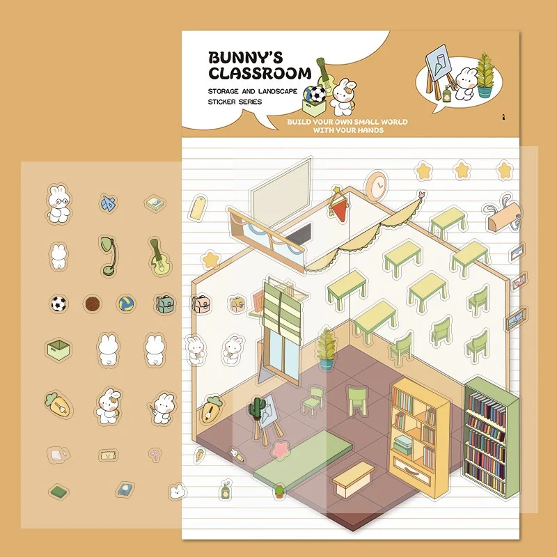 Scenic Miniature House Stickers, 3D Stereoscopic Visual Pile-up Scenic Stickers, Stress Relief Microscopic Scene DIY