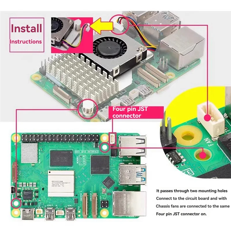 

A36T-2 Sets For Raspberry Pi 5 Active Cooler With Fan For Efficient Heat Dissipation
