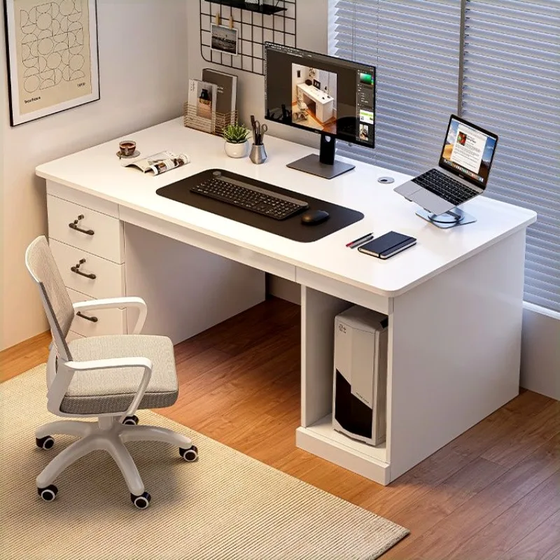Modern Storage Office Desk Crafts White Home Drawer Bedroom Minimalist Office Desk Study Computer Meuble Bureau Trendy Furniture