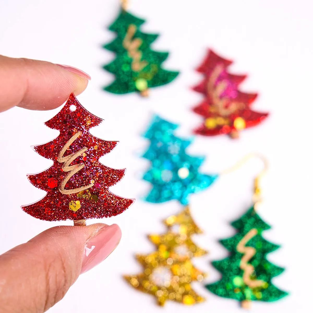 3D Christmas Tree Pendant Silicone Mold DIY Handmade UV Epoxy Resin Keychain Earrings Jewelry Craft Casting Molds Home Decor