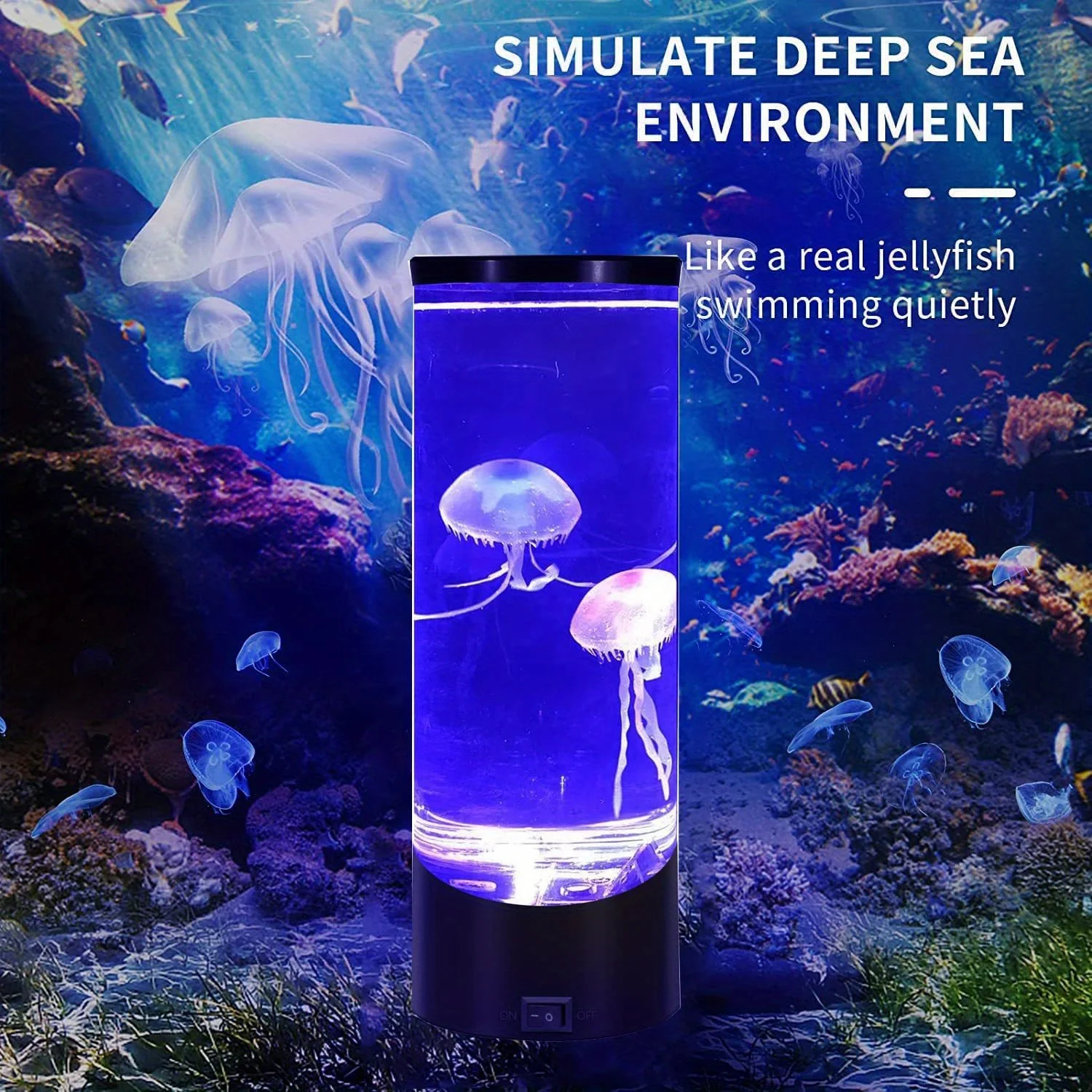 Jellyfish Lamp Electric Aquarium Tank Ocean Night Lights LED  with Color Changing for Living Room Bedroom Desktop Decoration