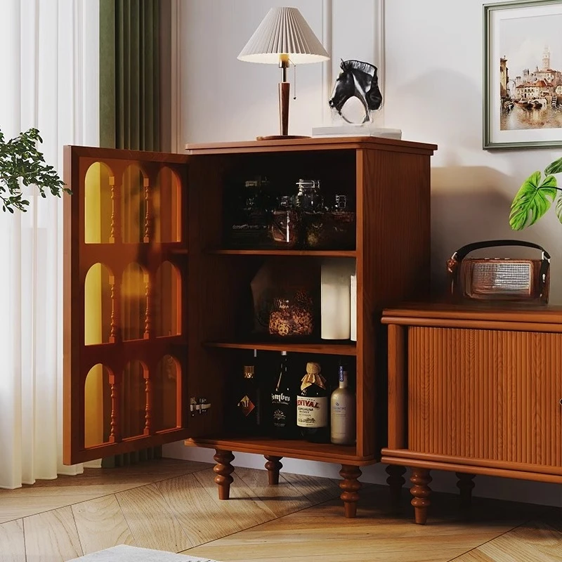 Medieval retro solid wood, side cFrench entrance cabinet, display , tea cabinet, locker