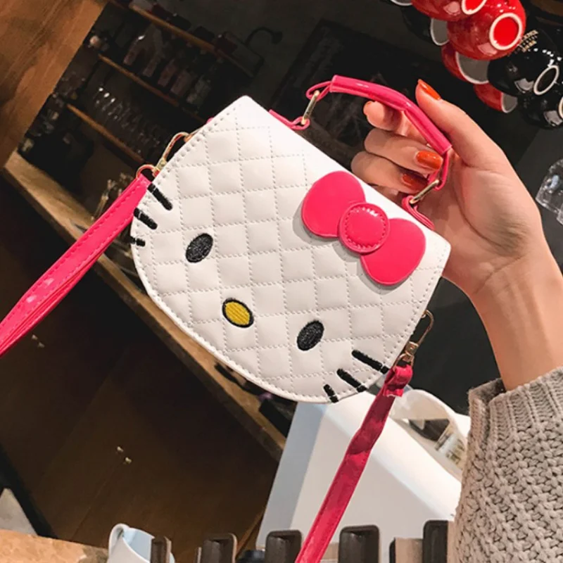 Новинка 2024, сумки через плечо Hello Kitty для девочек, водонепроницаемая сумка-мессенджер с милым мультяшным рисунком, модная детская сумка с аниме, подарки на день рождения