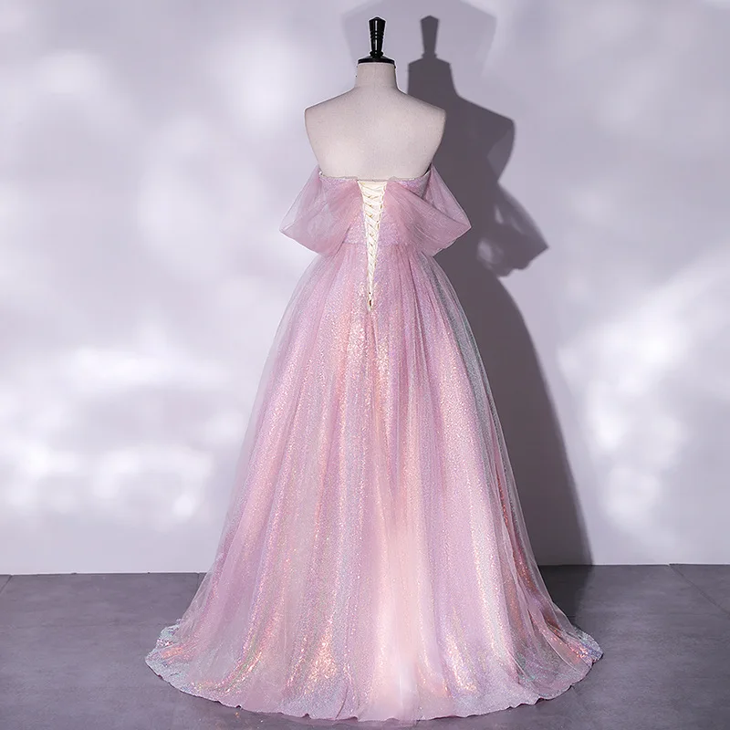 Sereia senhora rosa roxo longo emagrecimento fio colorido 2025 novo elegante anfitrião solo exame de arte vocal desempenho vestido cinta