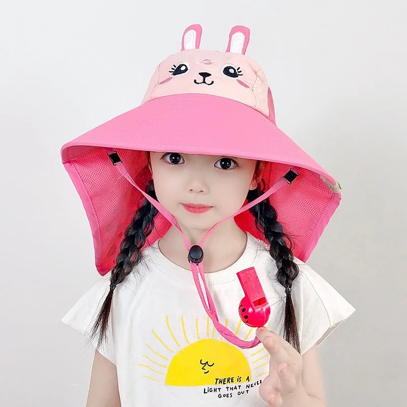 Summer Baby Bucket Hat 360° Wide Brim UV Protection Boys Girls Cap Children Panama Outdoor Beach Sun Hats Cartoon Fisherman Caps