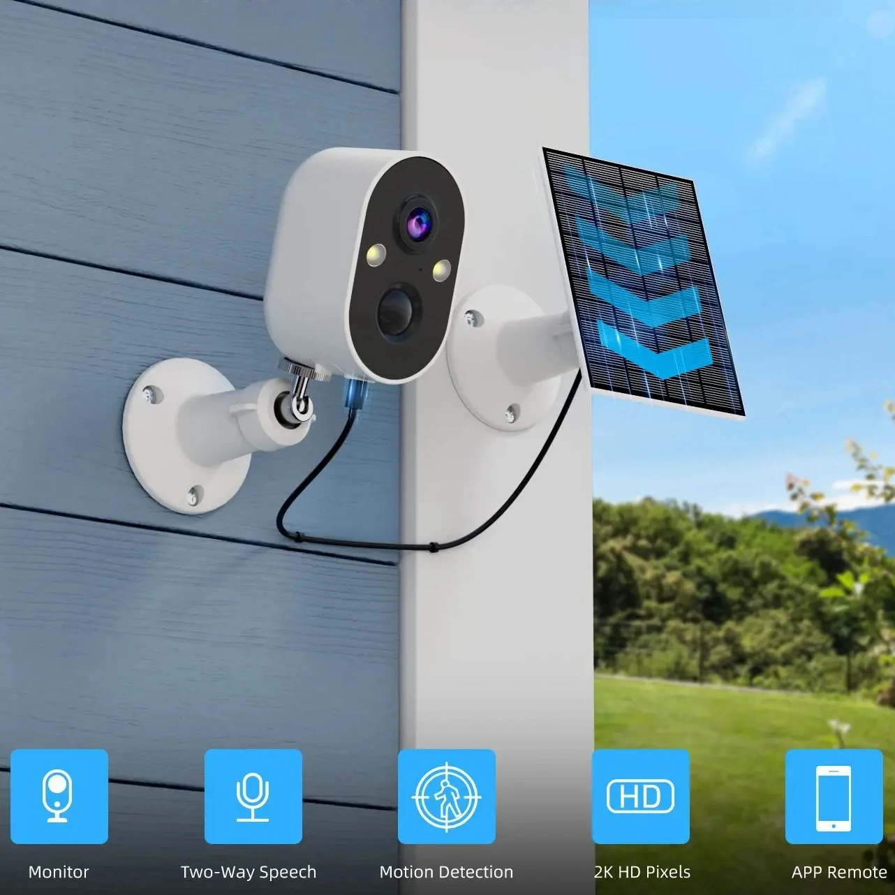 3M كاميرا تعمل بالطاقة الشمسية واي فاي في الهواء الطلق IP66 كاميرا ويب مقاومة للماء كشف الحركة إنذار مراقبة عن بعد بطارية 5200mAh كاميرا أمان لاسلكية #2