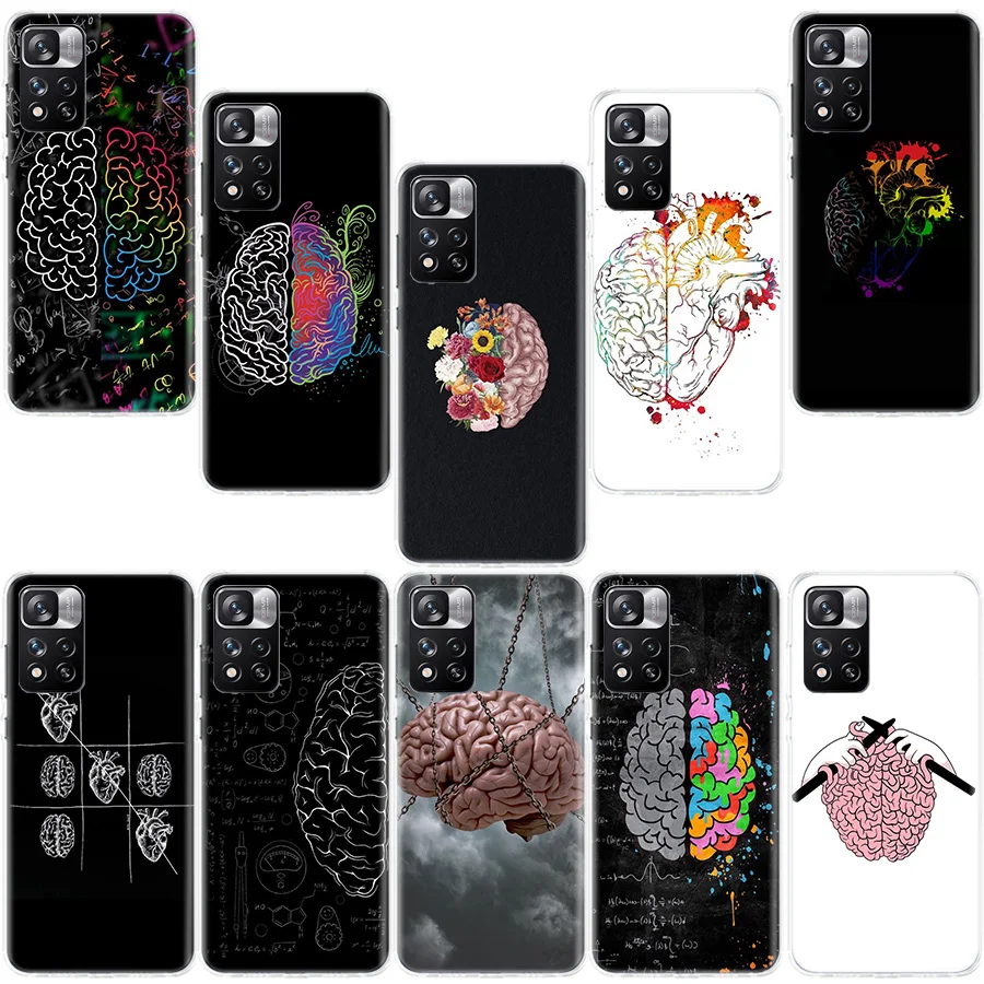 Brain Art Phone Case For Xiaomi Mi 13 11T 11 Ultra 11i 12 12T Pro 12X 10T 10 Lite 5G 9 9T 8 5X 6X Cover Soft TPU Fundas