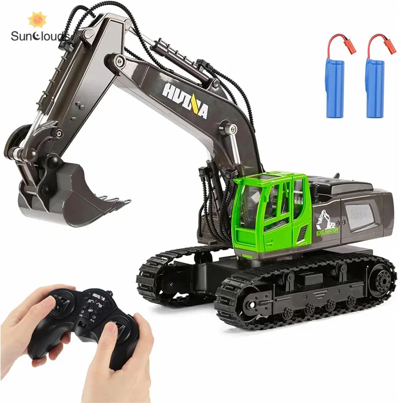 

11 Channels 2.4G Remote Control Excavator Toys for Boys,1:18 Scale RC Construction Vehicles Toys with Metal Shovel,Lights