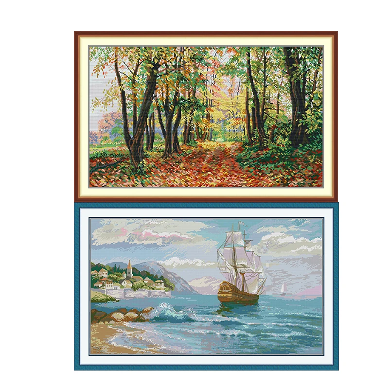 

DIY Embroidery Needle Set for Stress Relief Large HD Pattern Aida 16/14/11CT Counted Printed Canvas Cross Stitch Kit New Design