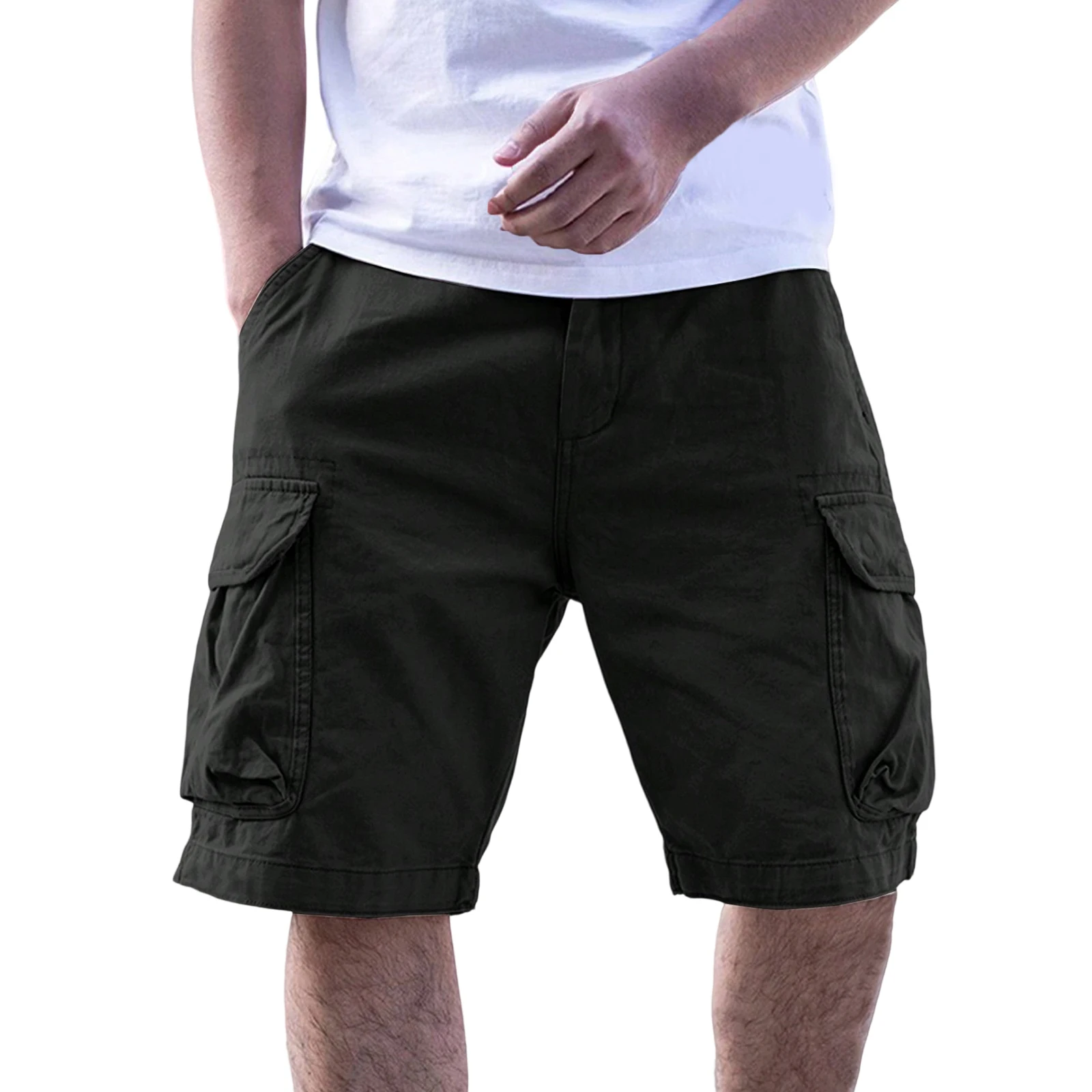 

Мужские шорты-карго с карманами, летние модные повседневные пляжные шорты с эластичной завязкой на талии