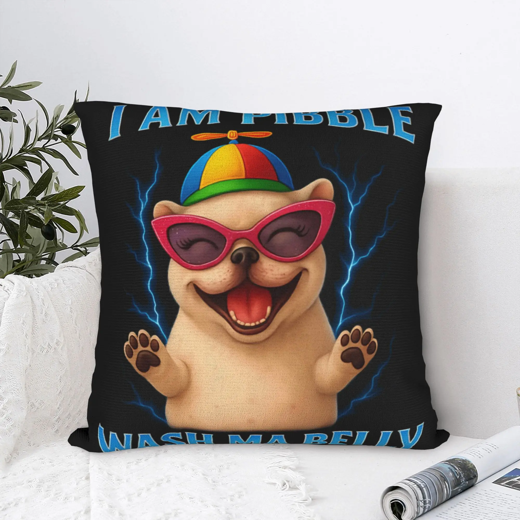 Pillow Cover Dog Pibble Animal Funny Meme Humor Cute Pitbull Art  Kawaii Pillow Case For Sofa Couch Bed Living Room Pillowcases