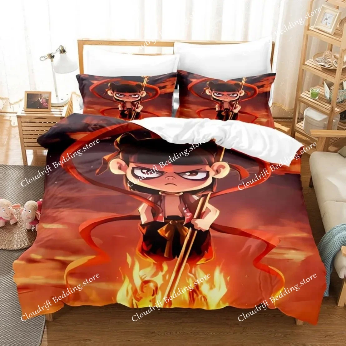 

2025 Chinese animation Nezha quilt cover3D printing home bedding comforter set adult comforter set children's quilt cover