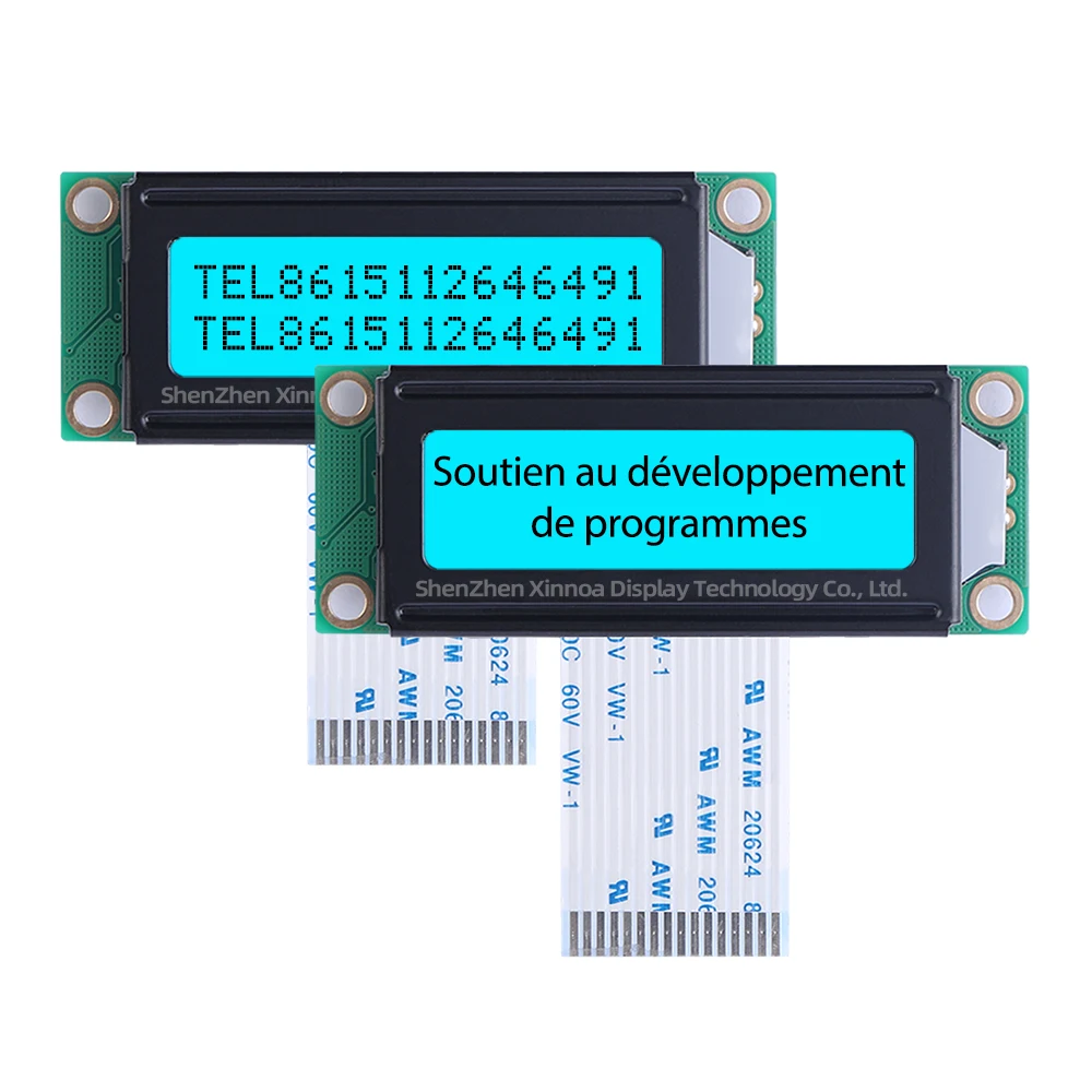 Mehrsprachiges Modul 02*16 lcd 53*20mm 1,5 Zoll 5V 3,3 V grauer Film blaue Buchstaben europäische 1602a-20-1a Flüssig kristall anzeige