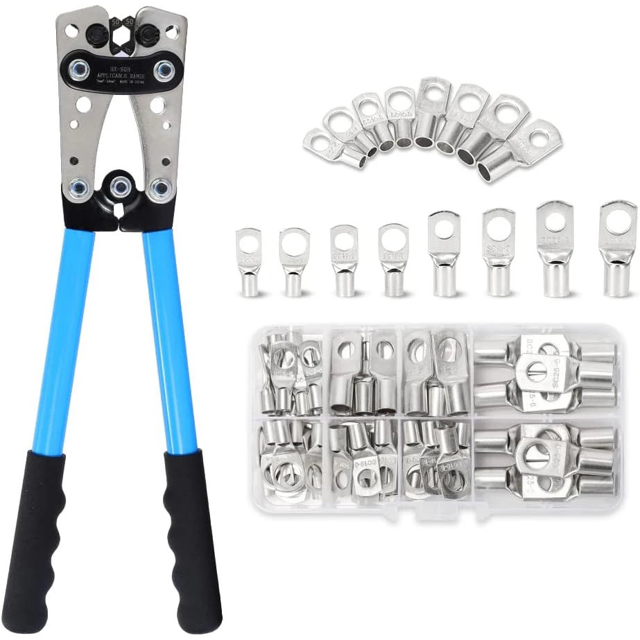 HX-50B Portable Cable Crimping Tool Professional Terminals Crimper Plier Handle Cutter Tools