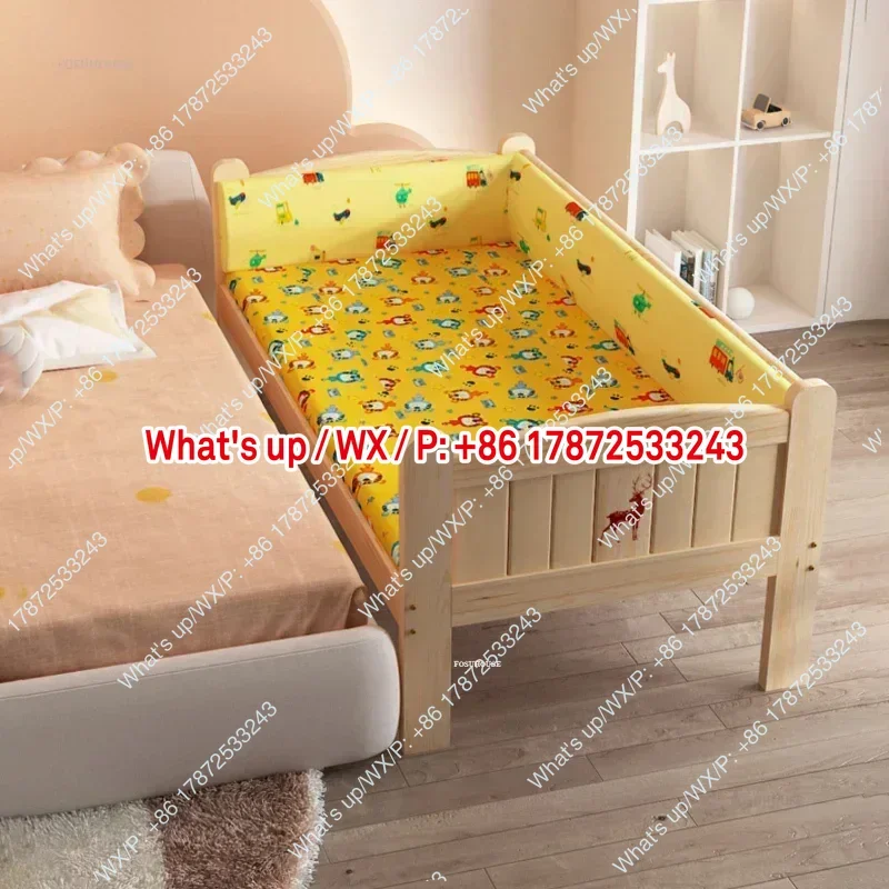 Nordic Solid Wood Children's Beds with Guardrails Widened Spliced Large Beds for Children Boys Sleeping Bed Children's Furniture