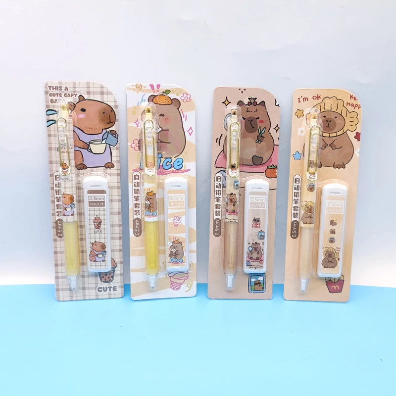 Кавайный 0,5 мм капибара набор механических карандашей с заправкой милые школьные офисные карандаши для письма Мультяшные канцелярские товары подарок для студентов