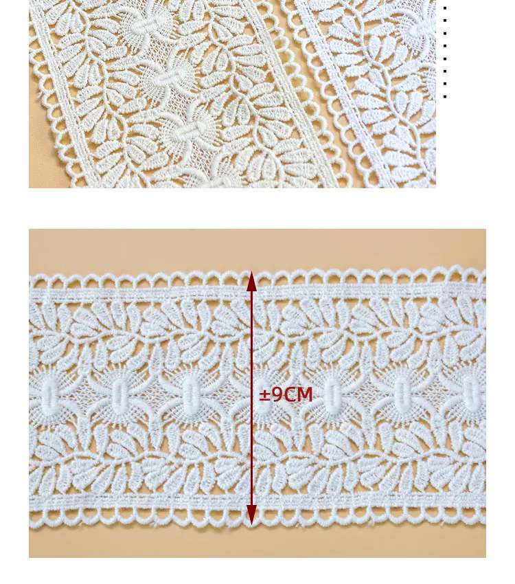 1 ярд шириной 3,54 дюйма цвета слоновой кости/бежевого хлопка с цветочным принтом, кружево с вышивкой цветов, ажурная кружевная отделка в виде листьев, для платья своими руками