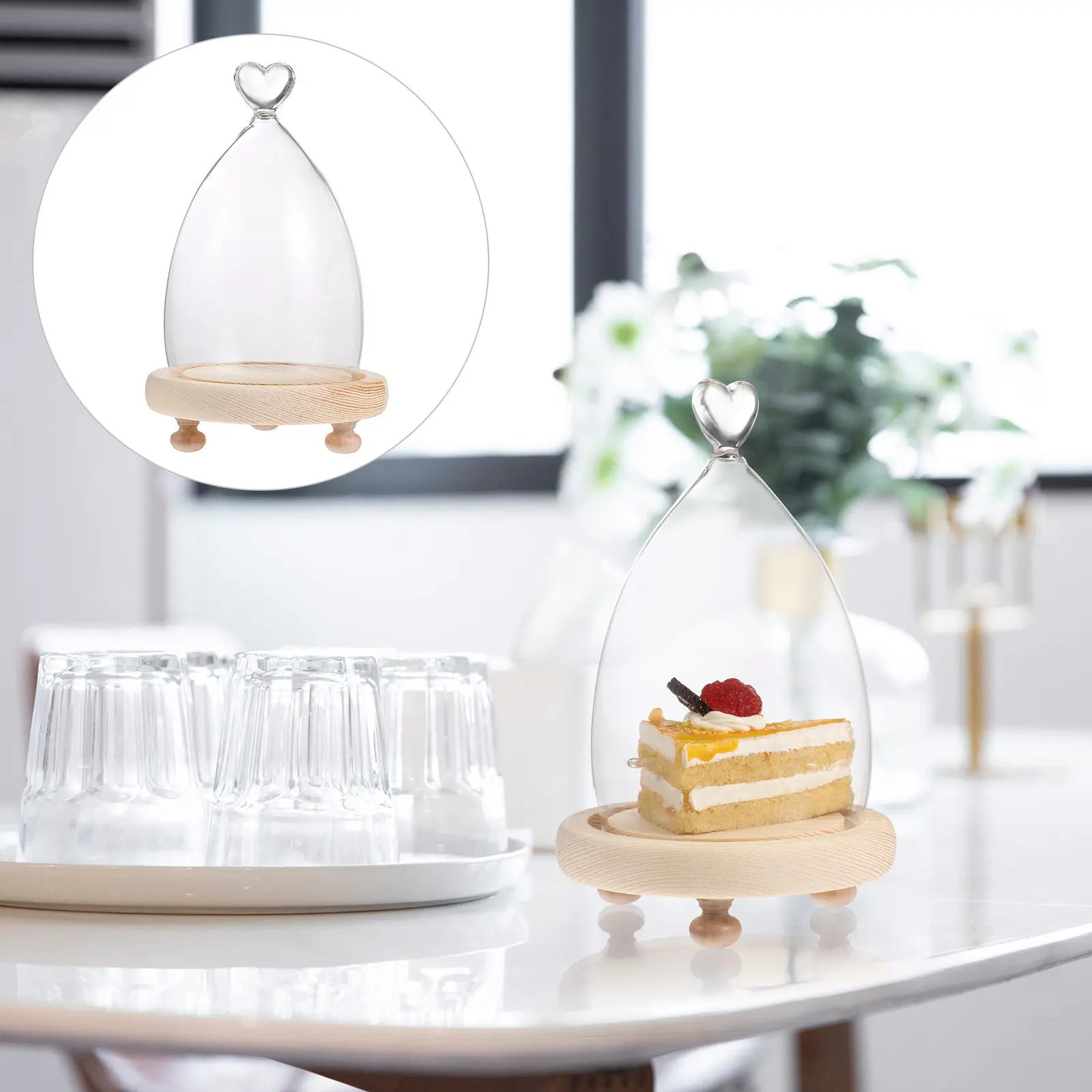 Transparent Heart Glass Dome Display Cover for Eternal Flower Micro Landscape Glass Bell Jar Home Decor Eternal Flower Cover