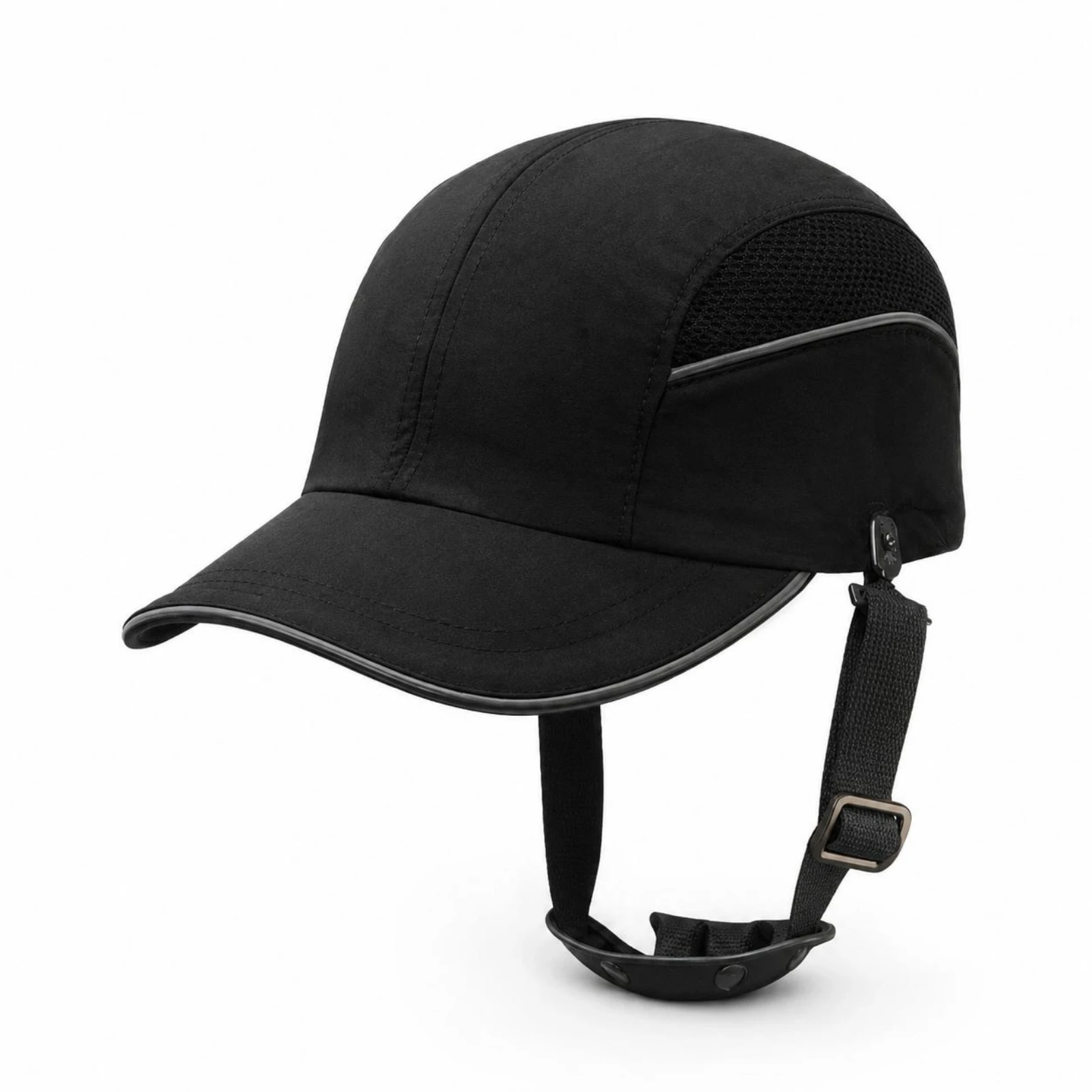 Shielded Baseball Cap Curved Brim Adjustable Sport Cap Shielded Shell Insert Black Headwear Mesh Side Panel