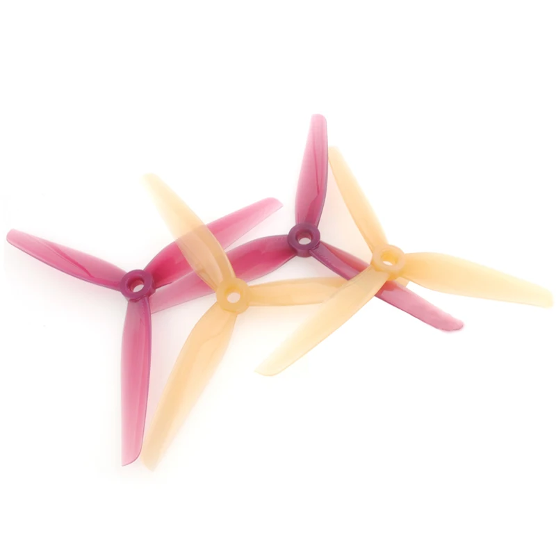 2Pairs Ethix P3 5.1X3X3 5.1 Inch 3 Blades Propeller Purple Yellow Two Colors CW CCW Paddle PC Props for Drone FPV Model Airplane