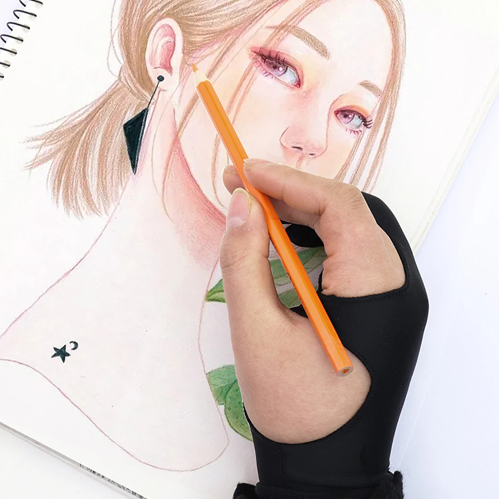 

4Pcs Sketch Gloves 2-Finger Drawing Glove for Digital Art Tablet Paper Wear-Resistant Lightweight Breathable Protective Artist