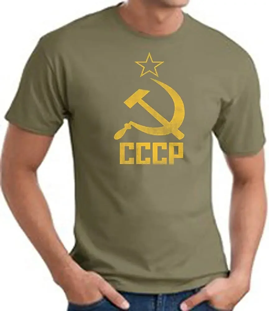 

Cccp T-shirt Soviet Russia Distressed Ussr Hammer Sickle Adult Tee Shirt - Men's 100% Cotton Casual Tshirts Loose Top Size S-3XL